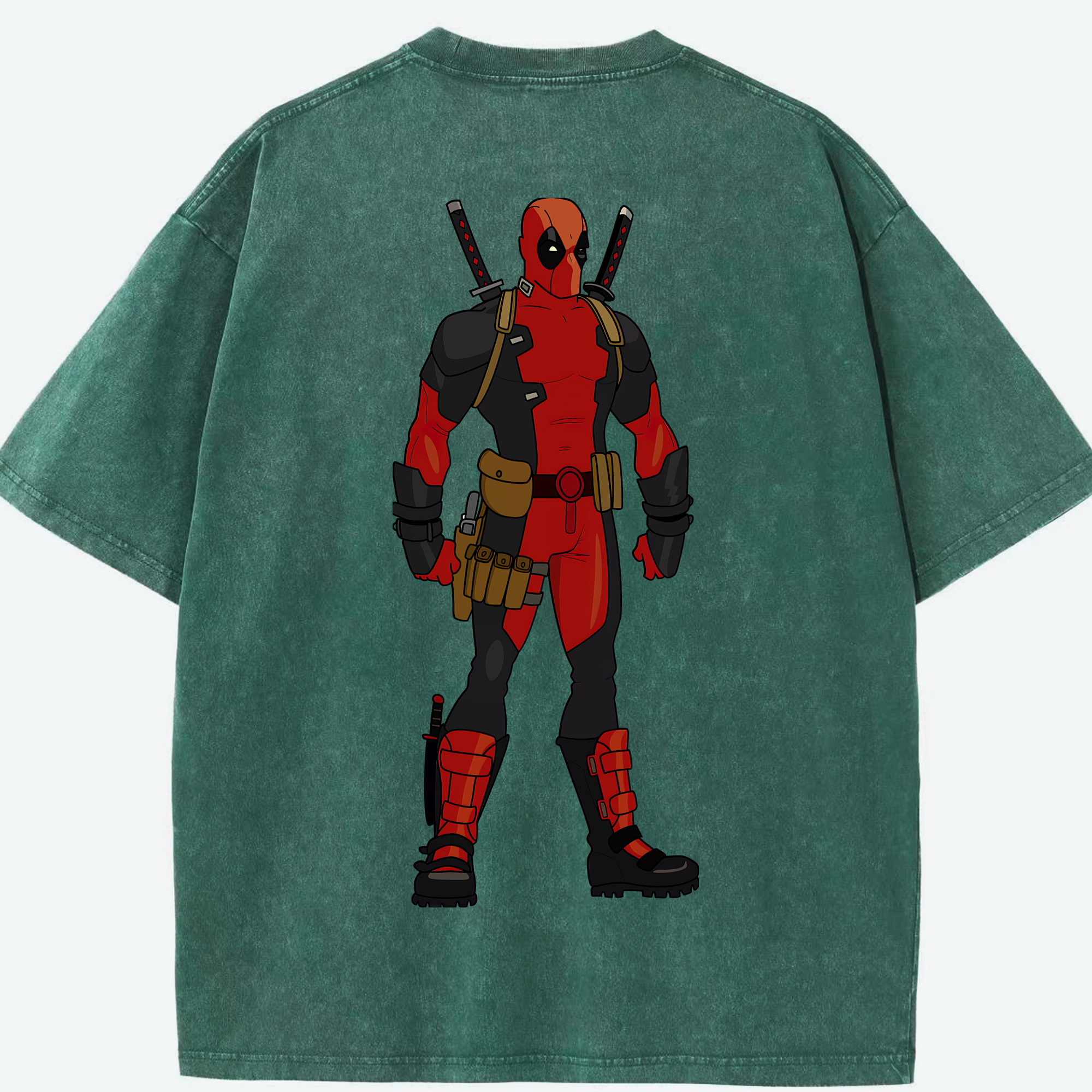 （画像用） Deadpool デッドプール 綿100% ヴィンテージ風 半袖Tシャツ（背面プリント）